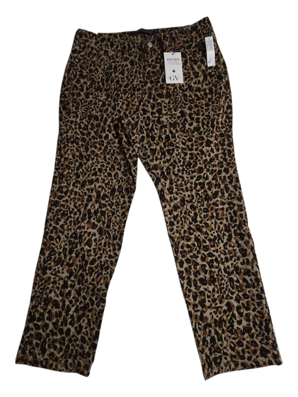 Gloria Vanderbilt Straight Leg Leopard Print Jeans - Brown/Black
